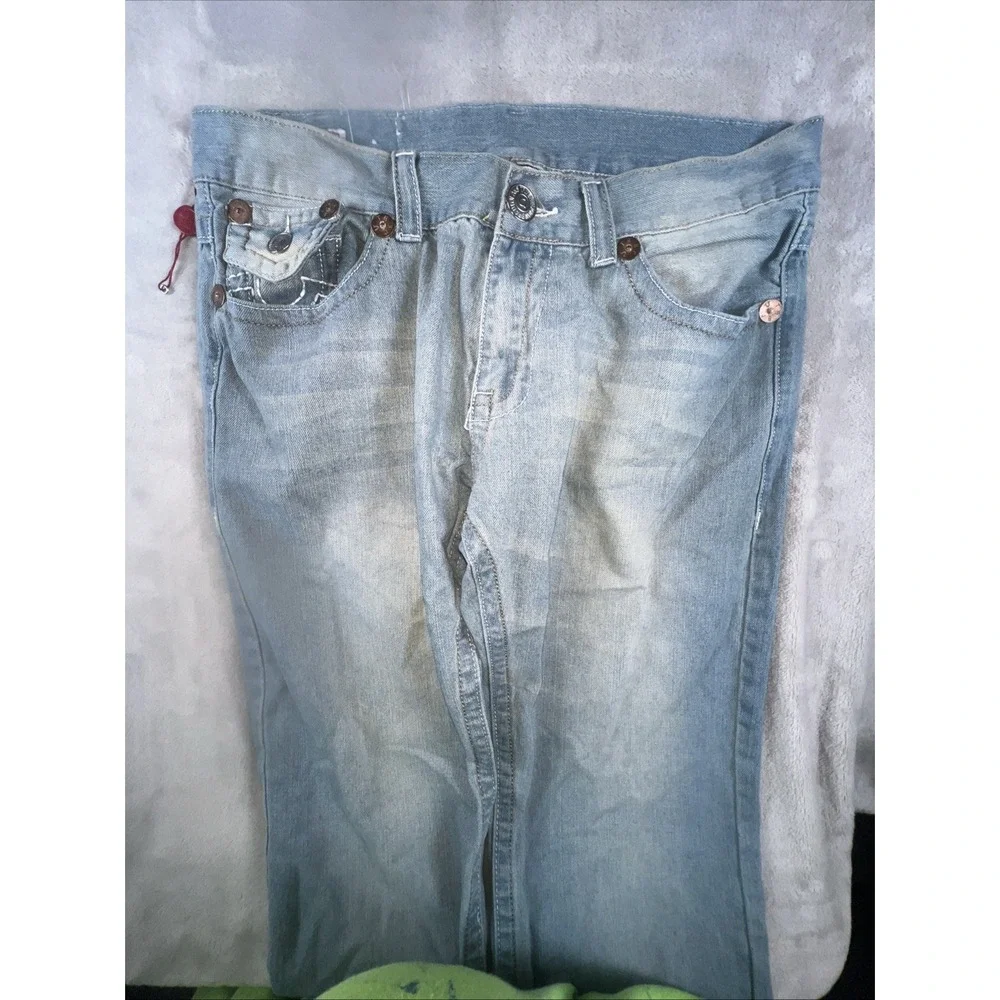 True Religion Billy Super T Baggy Grunge Y2k Denim Blue‎ Jeans 38x33 Made In USA